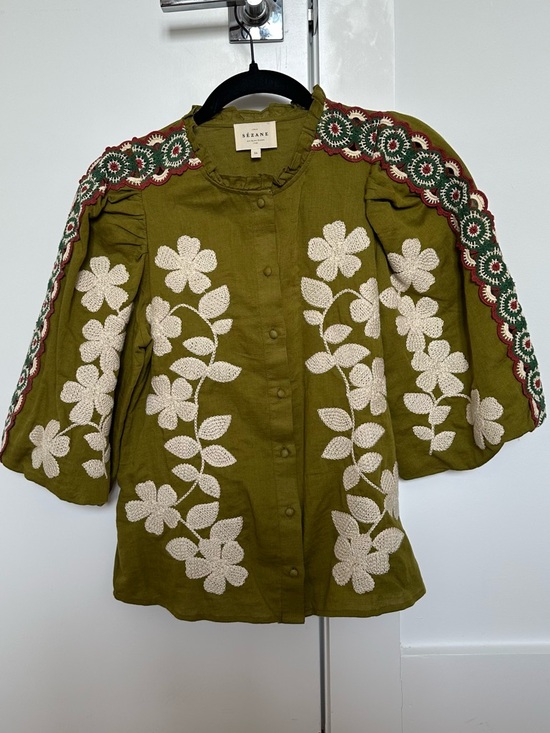 Sezane Tops - Sézane Olive Anton Blouse
